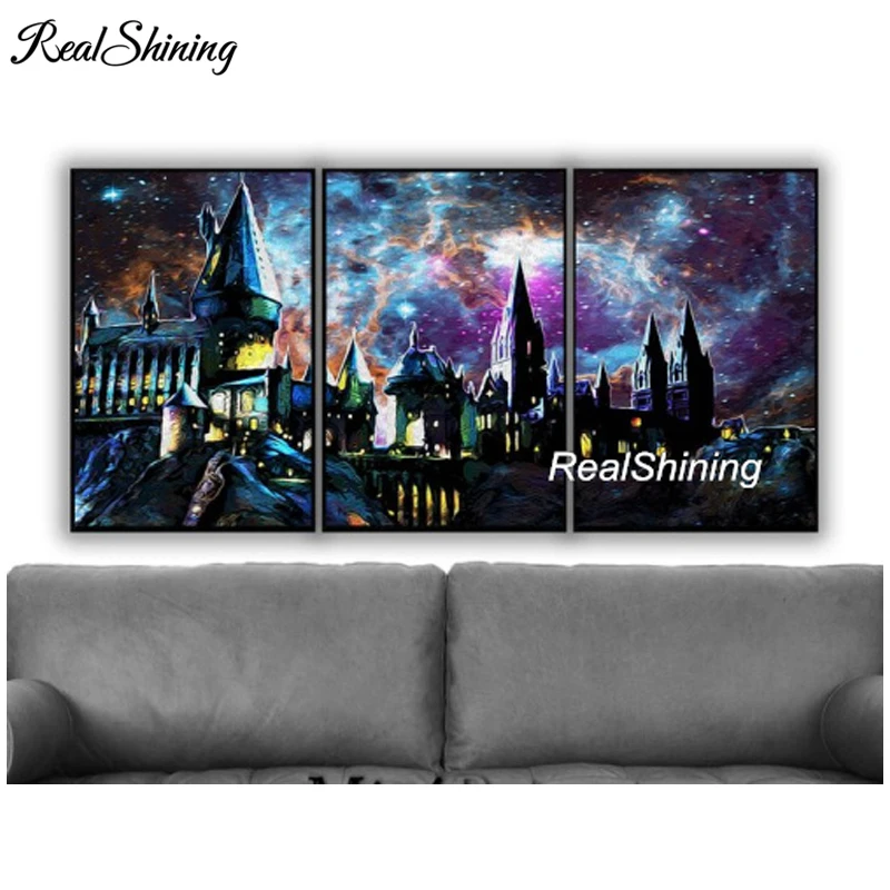 

REALSHINING DIY Diamond Painting Cross Stitch Harry potter Hogwarts 5D Full Drill Mosaic Embroidery Square Rhinestones FS3036