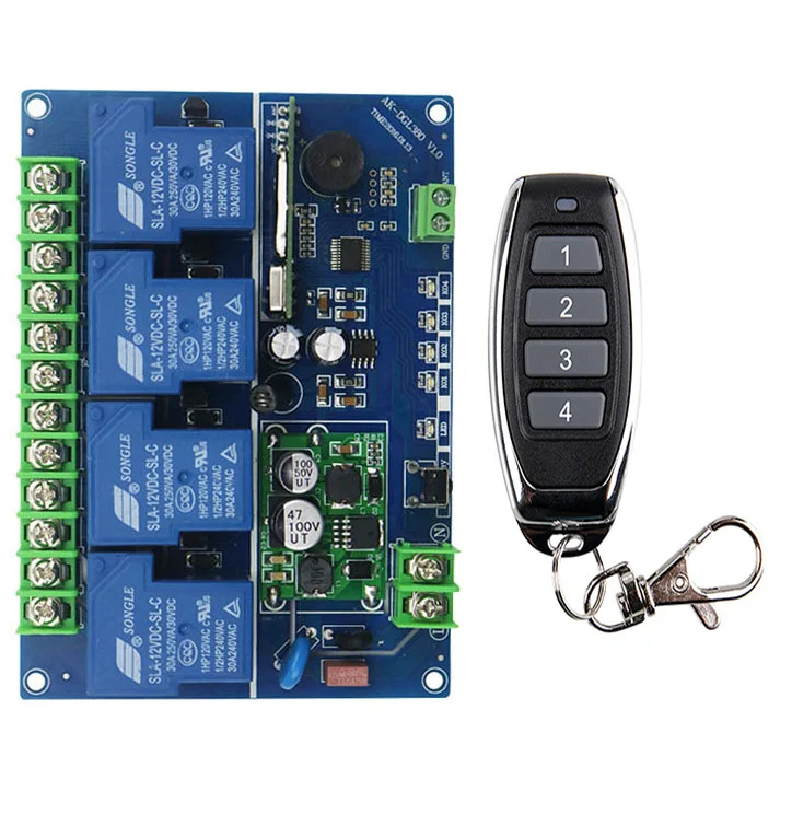 

DC12V 24V 36V 48V 4CH 30A RF Wireless Remote Control Relay Switch light /lamp/ window/Garage Doors shutters projection screen