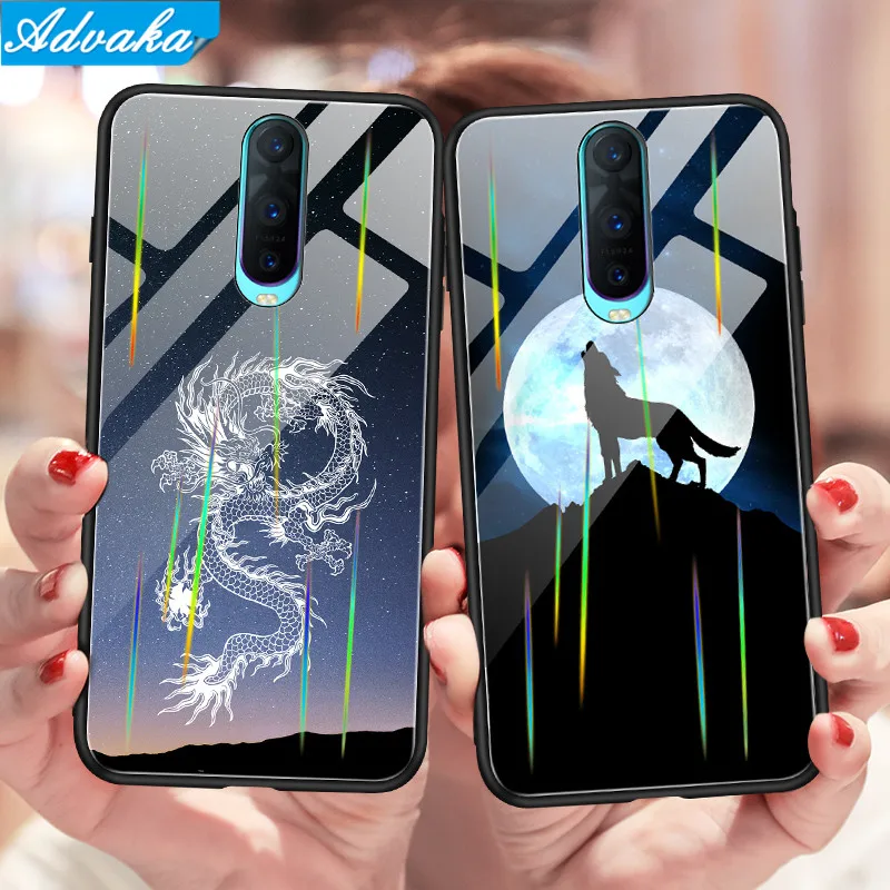 

Advaka Aurora Luminous Back Tempered Glass Cover For OPPO A1 A83 A7X K1 R15X R9 Plus R9S Plus R11 Plus R11S R15 R17 Pro R19 Reno