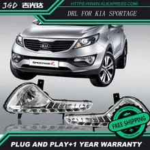 El envío gratuito! 12 V 6000 k LED DRL luz Corriente Diurna para Kia Sportage 2010-2012 niebla marco de la lámpara luz de Niebla Car styling