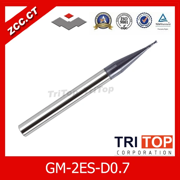 

5PCS/LOT ZCC.CT GM-2ES-D0.7 Cemented Carbide 2-flute flattened Tiny diameter end mills with straight shank indexable end mill