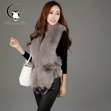2016 Genuine Vest Women Natural Real Fox Fur Vest Women Winter Female Vest Real Fur Coat Jacket Retail Wholesale Big Size