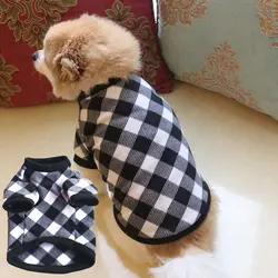 Собака одежда кошка ворсинок флис решетки свитер теплая одежда для щенков одежда Костюмы для малых и средних собак