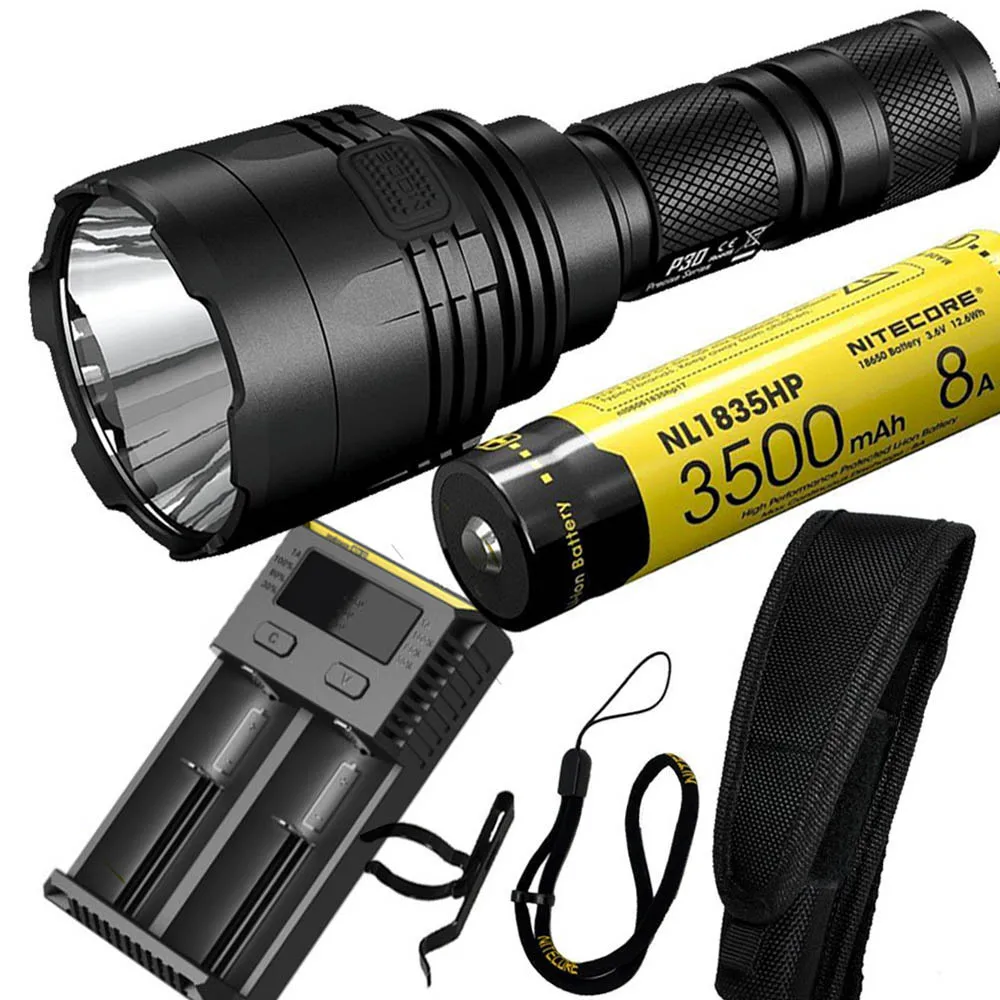 

NITECORE P30 1000Lumen Long-range Tactical Flashlight Outdoor Hunting Waterproof Portable Torch +NL1835HP battery and I2 charger