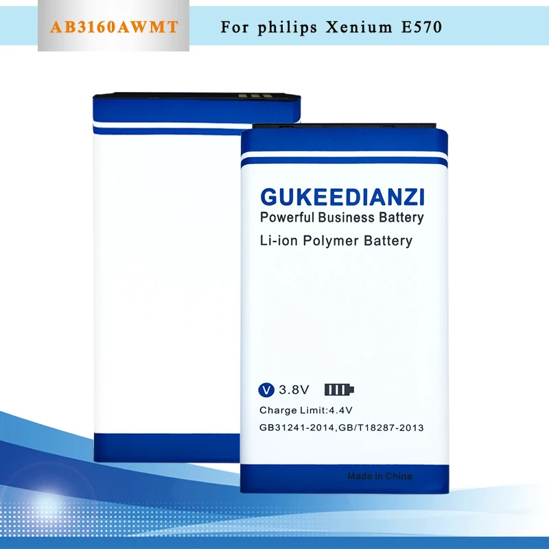 

GUKEEDIANZI AB3160AWMT Cell Phone High Capacity 3160mAh Battery For Philips E570 E571/for XENIUM CTE570 CTE57 Smart Mobile Phone