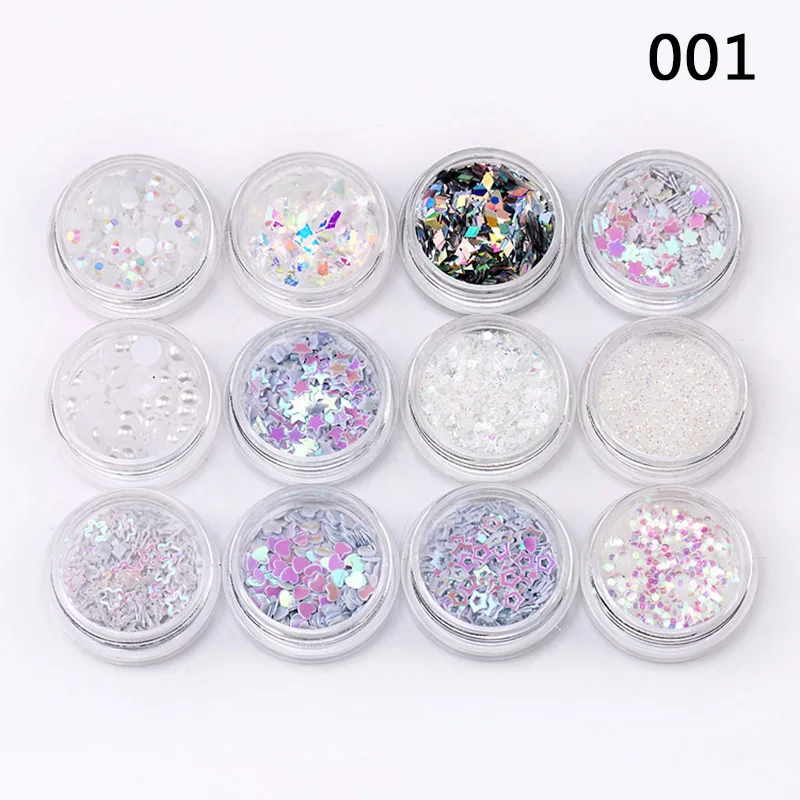 

12 Boxes Eye Glitter Mixed Flake Chunky Nail Face Eye Shadow Sequins Set Decorations Body Tools Makeup Kits Festival Body Dance