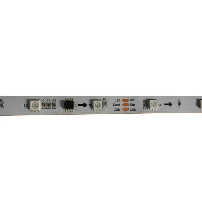 20mX WS2811 адресуемых 5050 светодиодный полосы DC12V 30 светодиодный/m, 10IC/м белый PCB Экспресс