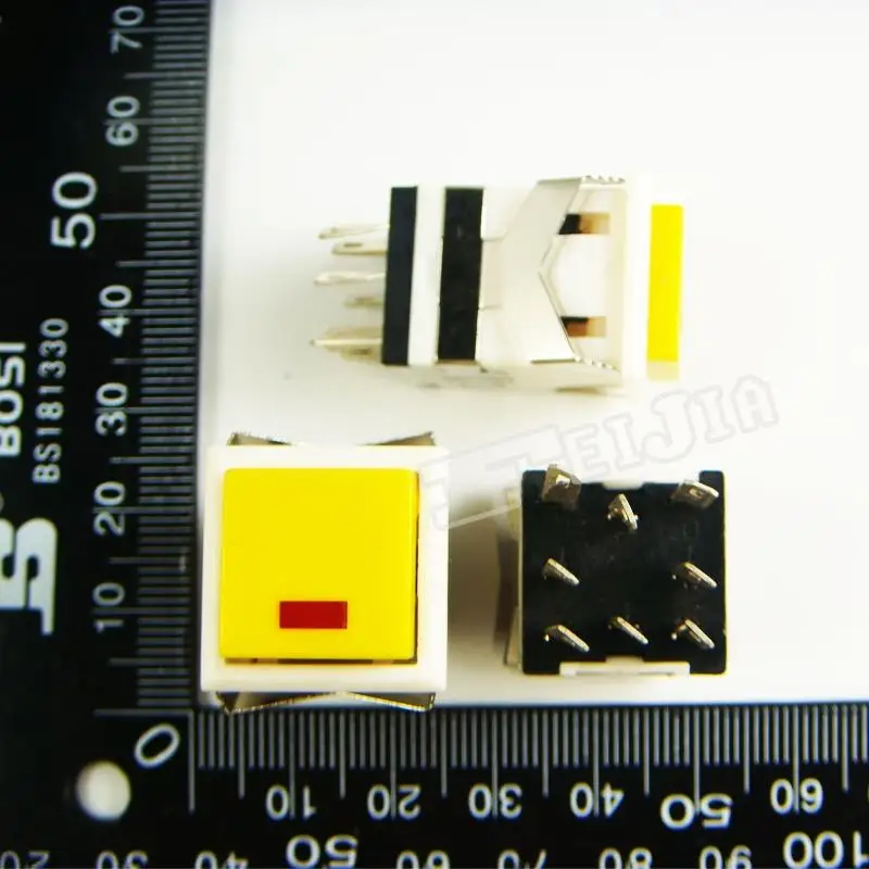 

KD2-21 With LED color Yellow 3A/250V 8Pin Self-locking Push Button Switch 10Pcs/lot