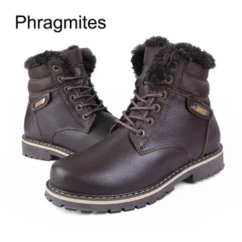 

Phragmites Thicken Fur Snow Boots Metal Cow Leather Outdoor Shoes Hot Sale Snow Mens Shoes Father Warm Bottes Femme 2019 Nouvea