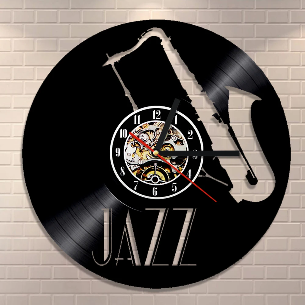1Piece JAZZ Vinyl CD Wall Clock Laser Cutting Handicraft Art Decoration