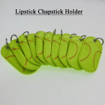 

Baseball or Softball Leather Chapstick Holder Key Fob (make great gifts)