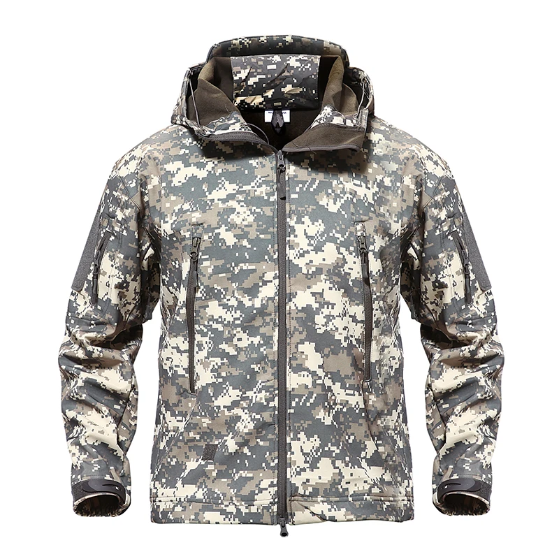 Армейская камуфляжная куртка для страйкбола, Мужская Военная тактическая куртка, зимняя водонепроницаемая флисовая куртка, ветровка, одежда для охоты