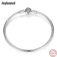 Good Quality 925 Sterling Silver Pink Stone Pave Heart Clasp Charm Bracelet Fashion Jewelry CZ Bracelets For Women Gift