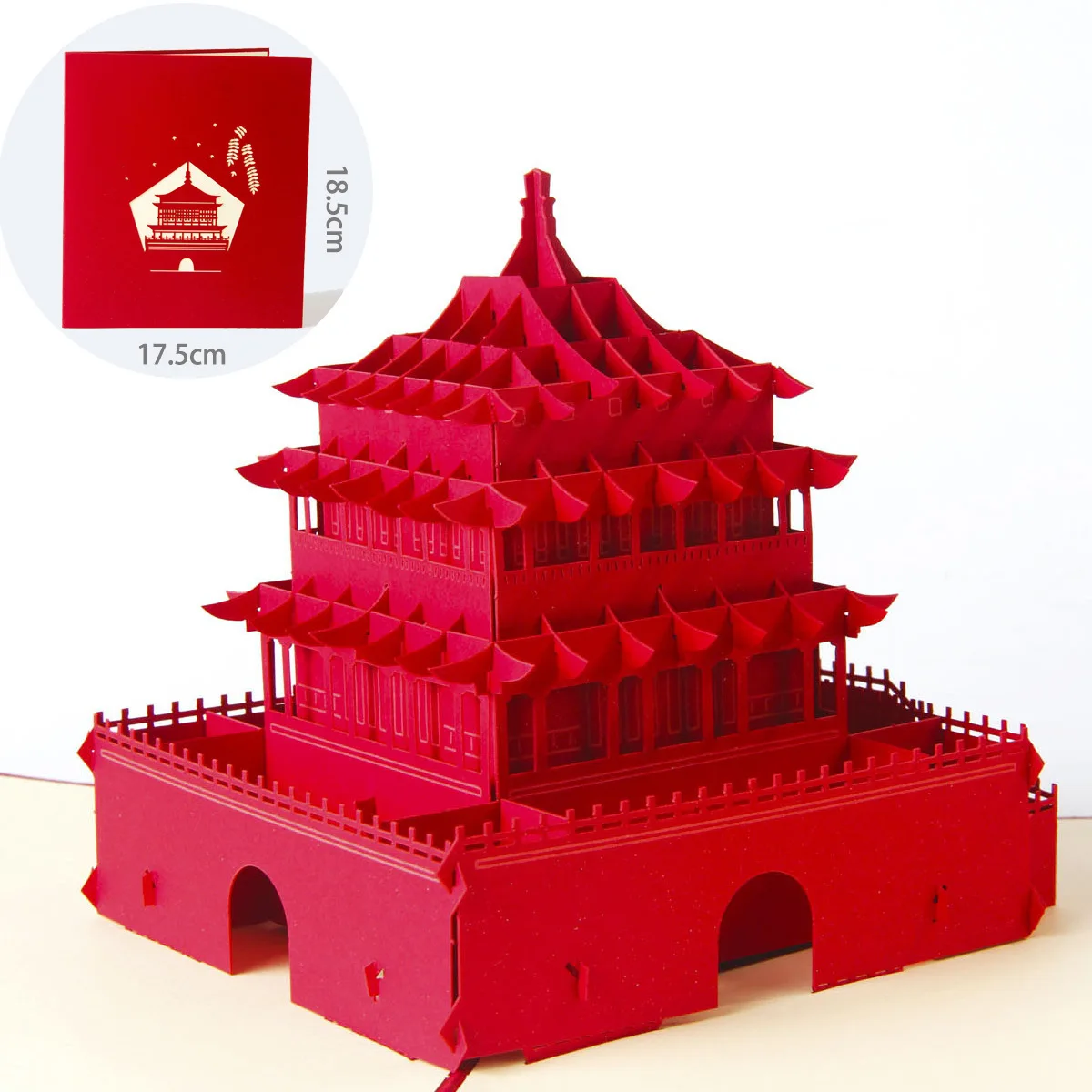 Image 10PCS 3D Three dimensional Greeting Card Foreign Trade Custom Postcard Business Birthday Pop Up Card Love Gift China Pagoda