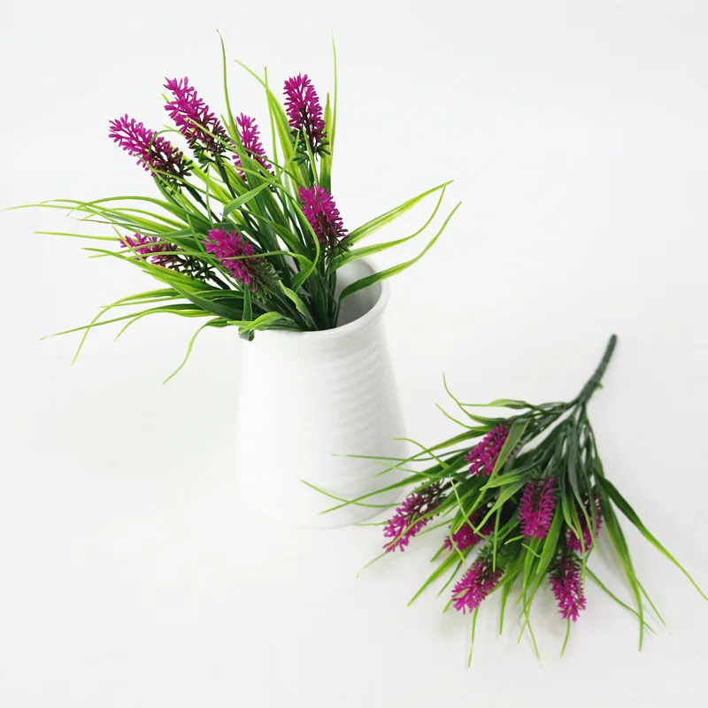 JAROWN Artificial Flower Plastic Fake Flowers Simulation Lavender Bouquet Flores Wedding Decor Home Gardening Decor Accessories (15)