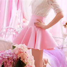 Для женщин леди Пышная юбка махнул милый сладкий Высокая Талия Мини Эластичный принцессы Элегантный розовый белый черный