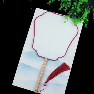 Традиционное ремесло пустой китайский шелк тутового шелкопряда веер ручная живопись круглый белый Ручной Веер для взрослых DIY Вышивка винтажная ручка веер - Цвет: red feixian