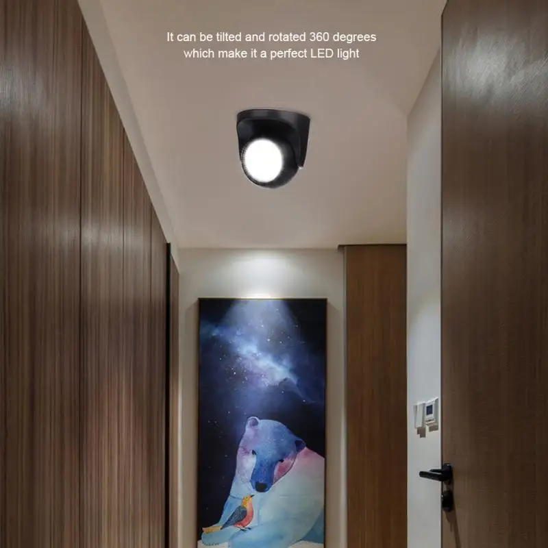 

360 Degree Rotation Motion Light Sensor Night Light Battery Motion Double-sensor Light Touch LED Night Lamp For Garages Hallway
