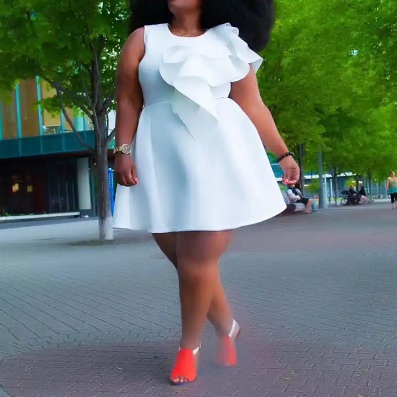 white plus size club dresses