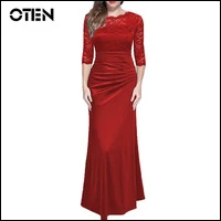 Women-Black-Lace-Patchwork-Half-Sleeve-Evening-Party-Long-dress-Elegant-Charming-Ladies-Maxi-dress-2016