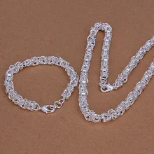 Silver plated refined luxury fashion faucet shrimp buckle necklace bracelets two piece hot selling wedding jewelry S029