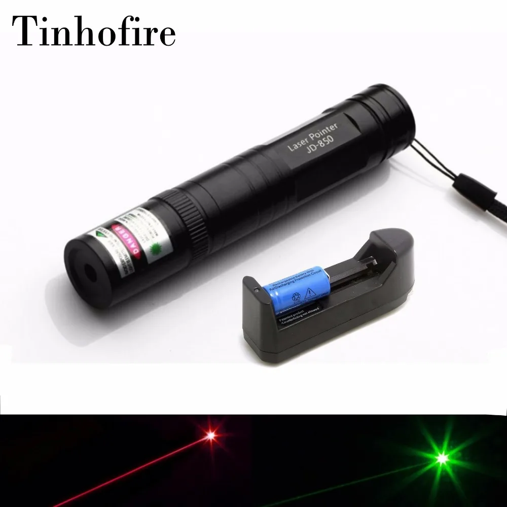 Tinhofire الليزر 850 5 ميجا واط مصباح مؤشر الليزر القلم 532nm 650nm الأحمر 10000 متر مضيا الليزر الأخضر 16340 بطارية