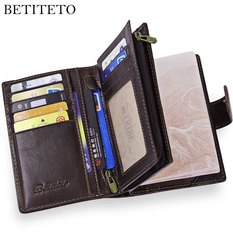 

Betiteto Brand Genuine Cow Leather Men Wallet Male Passport Wallet Coin Purse Kashelek Portomonee GG Partmone Fashion Money Bag