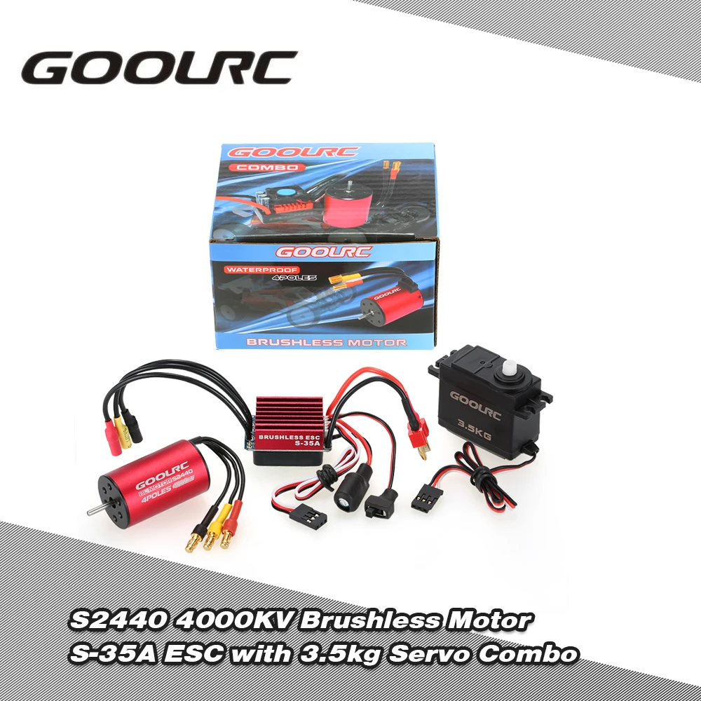 

GOOLRC S2440 4000KV Brushless Motor S-35A ESC with 3.5kg Servo Upgrade Brushless Combo Set for 1/16 RC Car Truck