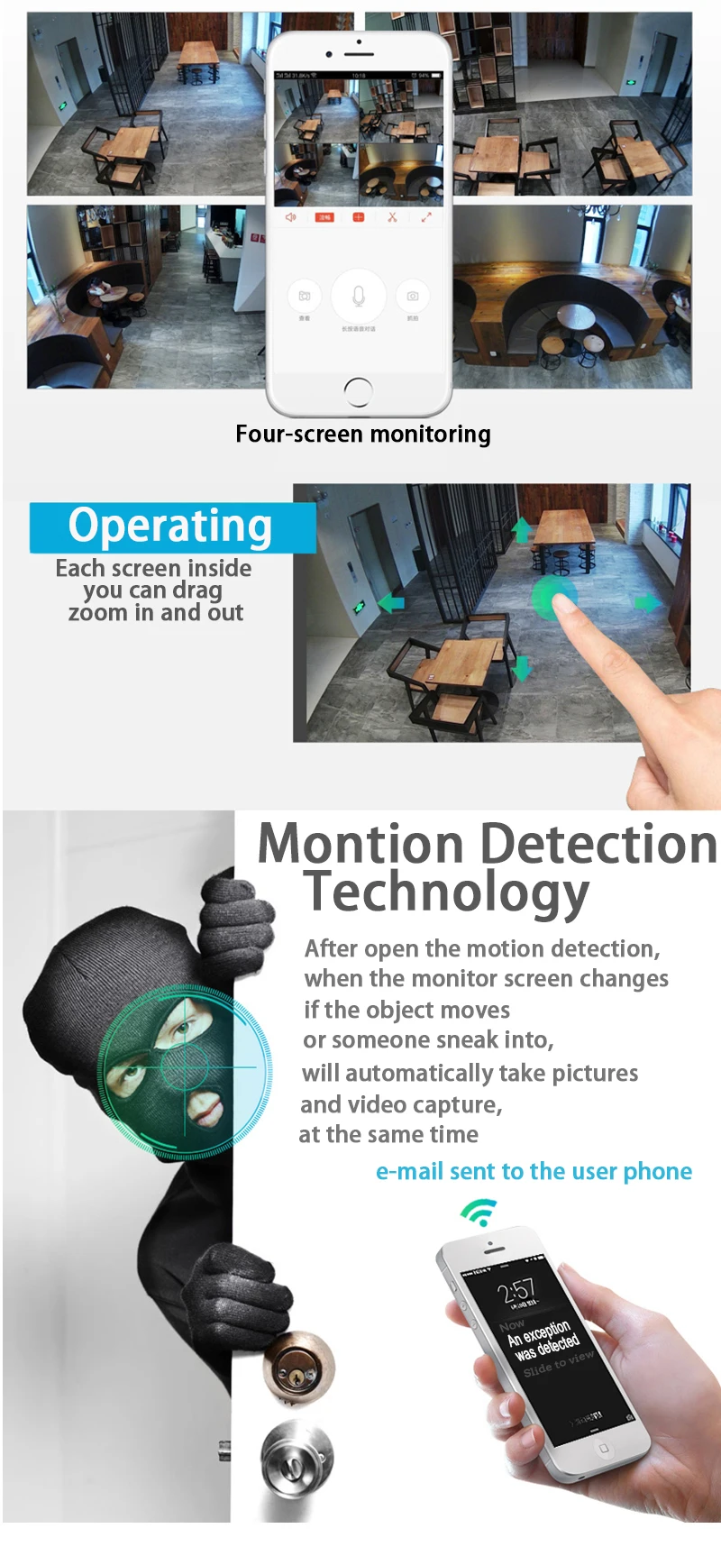 Graus de Áudio em Dois Noturna sem Fio Ouertech Visão Completa Wifi Sentidos Panorâmica 1.3mp Câmera ip Inteligente Apoio 64g Yoosee 360 5 áudio em dois sentidos panorâmica 1.3mp visão