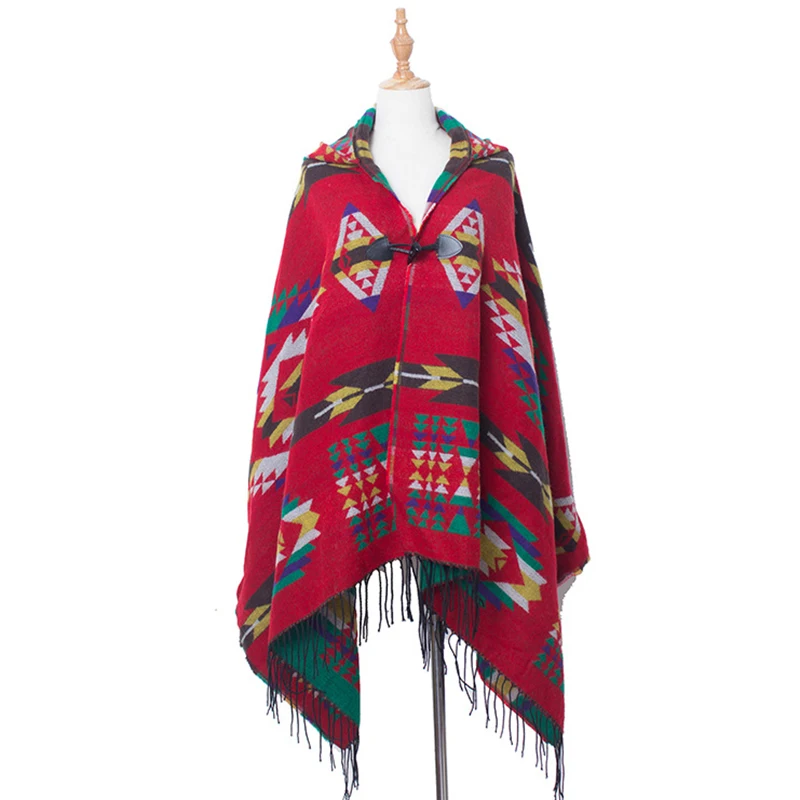 Модные зимние пончо Feminino Inverno с Кепки Boho богемный мягкий Одеяло негабаритных бахромой шарф палантины шали