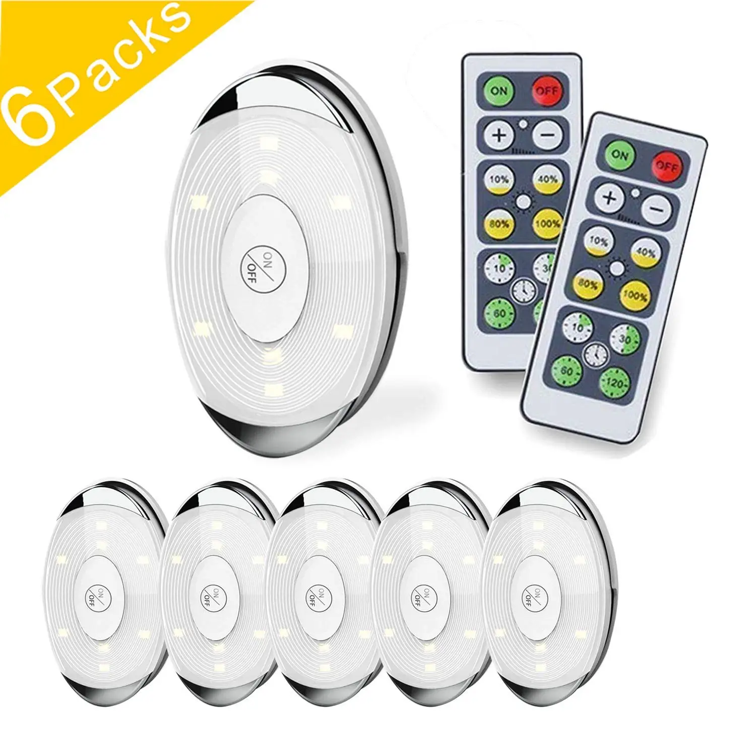 

6pcs/lot LED Puck Light led Lights Operated with Remote Control Wireless Soft Lighting Under Cabinet Lighting for Kitchen