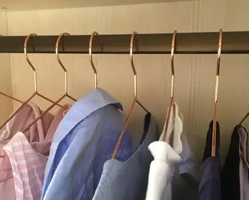 

500pcs Multipurpose Dry Cleaning Brass Elegant Rose Gold Clothes Hanger Wire Copper Coat Hanger Antiskid Organizer