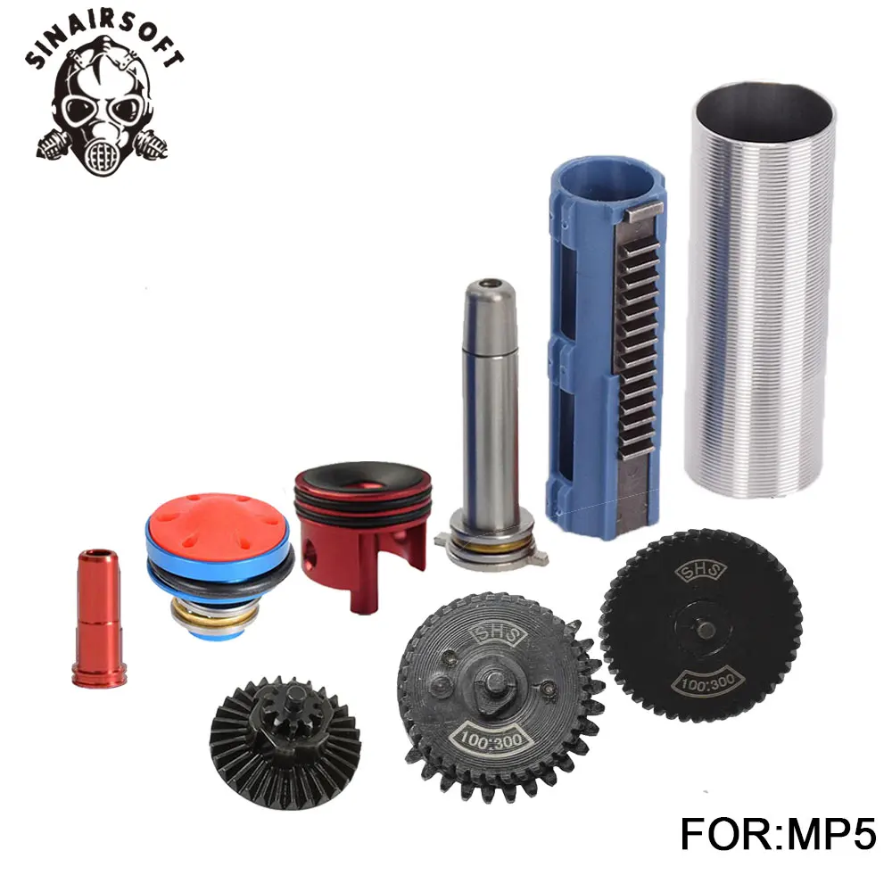 

SHS 100:300 Gear Nozzle Cylinder Spring Guide 14 Teeth Piston Kit Fit Airsoft M4 MP5 AK G36 For Paintball hunting Accessories