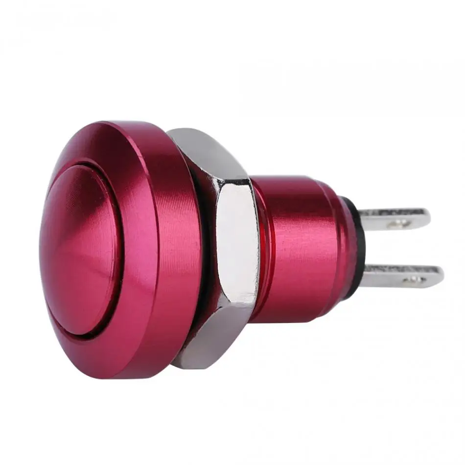 1A 24V 8mm Mini Car Auto Vehicle Zinc-Aluminium Alloy Momentary Push Button Switch Car Push Button with Exquisite CNC Housing Black