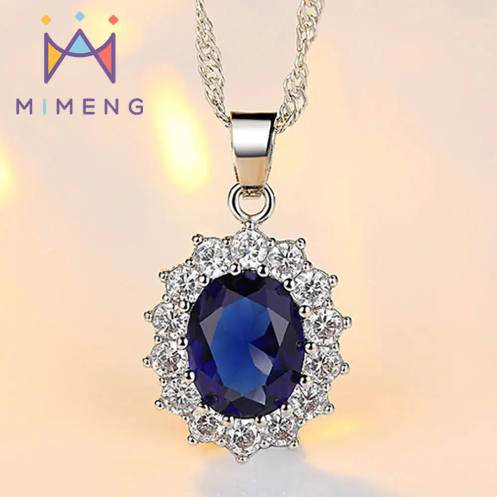 

Princess Kate Blue Crystal Pendant Necklace Shining Red Crystal Pendant Necklace Red/Blue Genuine CZ Flower shaped Necklace