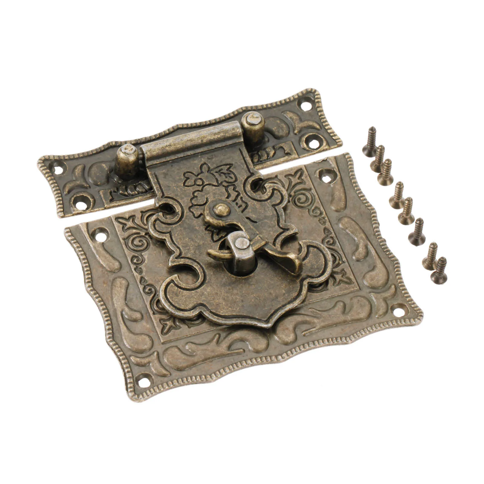 DRELD Antique Bronze Jewelry Wooden Box Hasps Drawer