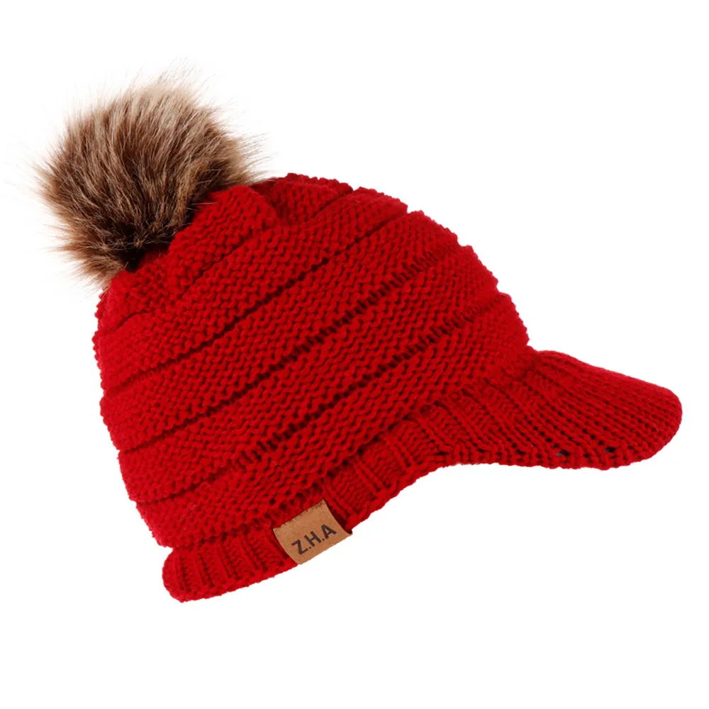 Удобные бейсболки женские мужские акриловые волокна зимние вязаные шапки для волос теплые шапки gorra hombre - Цвет: Red