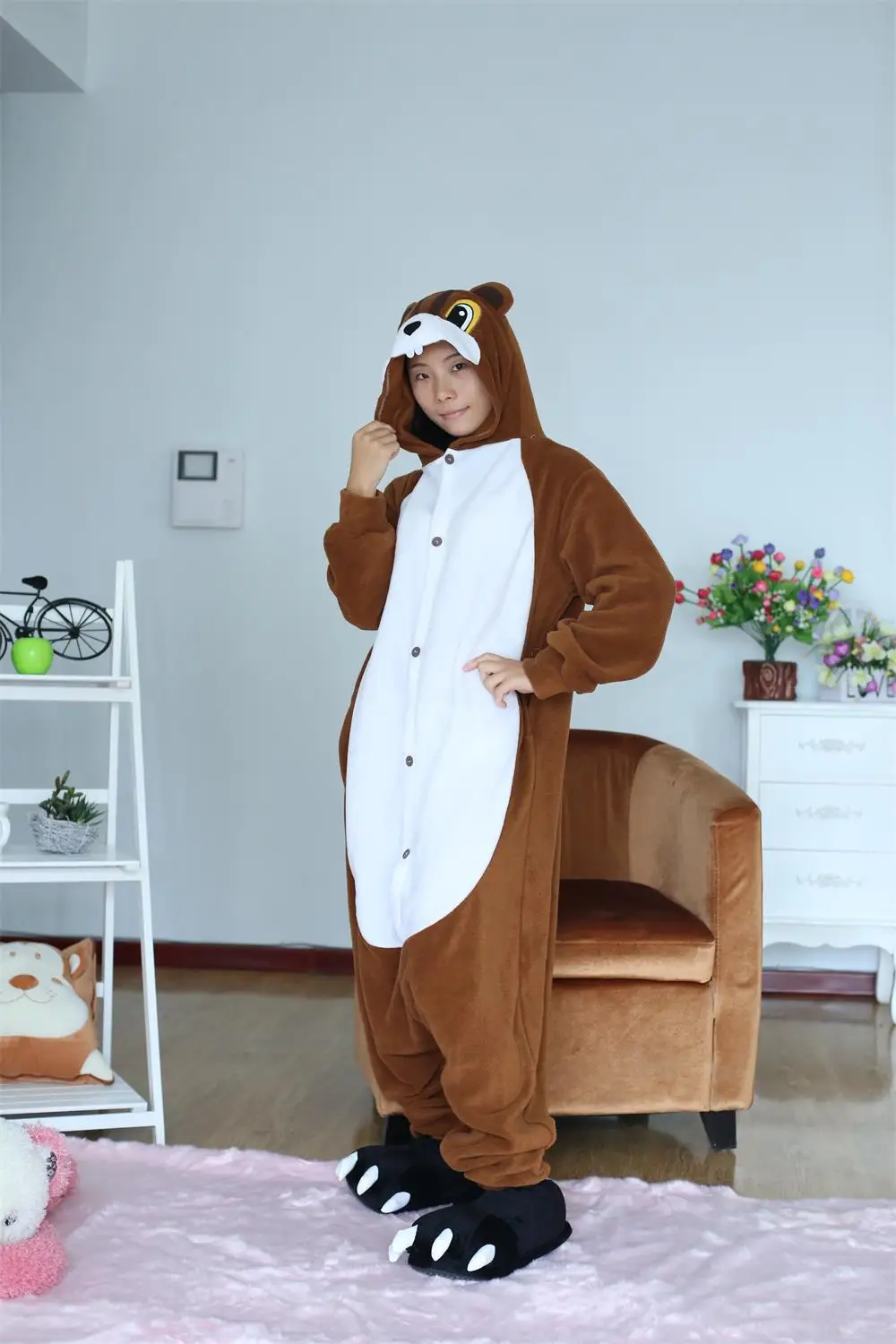 Brown Squirrel Onesie Pajamas Jumpsuits Adult Animal Romper Unisex Jumpsuitin Anime Costumes