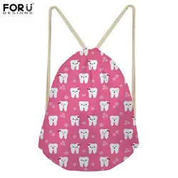 FORUDESIGNS/розовые женские Drawstring сумка-рюкзак стоматолог/медсестра Pattern Мини Женский Рюкзак Дети Школьные сумки Строка сумки на плечо