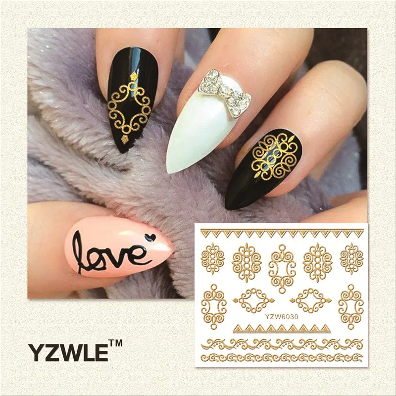 YWK 1 лист Горячие золотые стикеры 3D на ногти Nail Art DIY ногтей декоративные наклейки фольга обертывания Маникюр Инструменты для укладки(YZW-6030