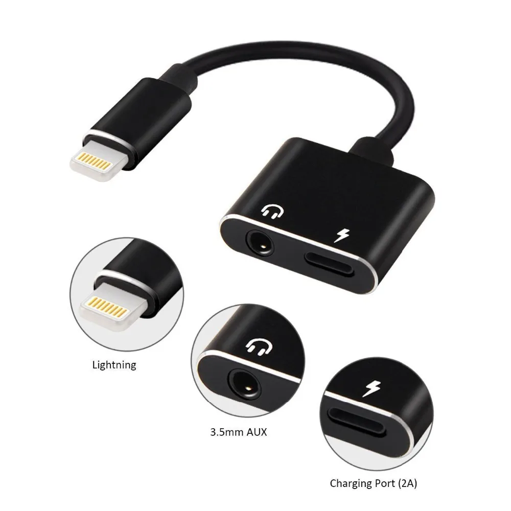 2 in 1 for Lightning to 3 5mm Aux Headphone Jack Audio Adapter for iphone 7 8 X 7 plus 8 plus Support iOS 10 3 iOS 11 