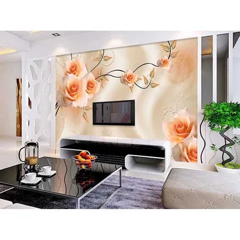 

Modern Vintage Wall Paper For Room Home Decoration 3D Flowers Mural Waterproof Embossed Wall Paper Customize size Paper #73