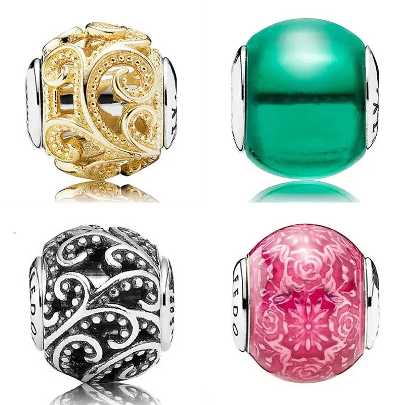 

Gold Color Creativity Freedom Lace Pattern Bead Fit Pandora Essence COLLECTION Bracelet Bangle 925 Sterling Silver Charm Jewelry