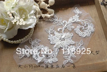 

Diy beading Corded lace applique decoration accessories fabric hair accessory wedding shoes beads flower patch white