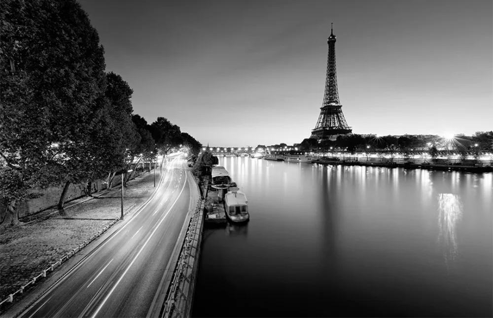 Custom Photo Wallpaper 3D Paris Tower Simple Black and White Landscape Painting Interior Background Wall   Wallpaper