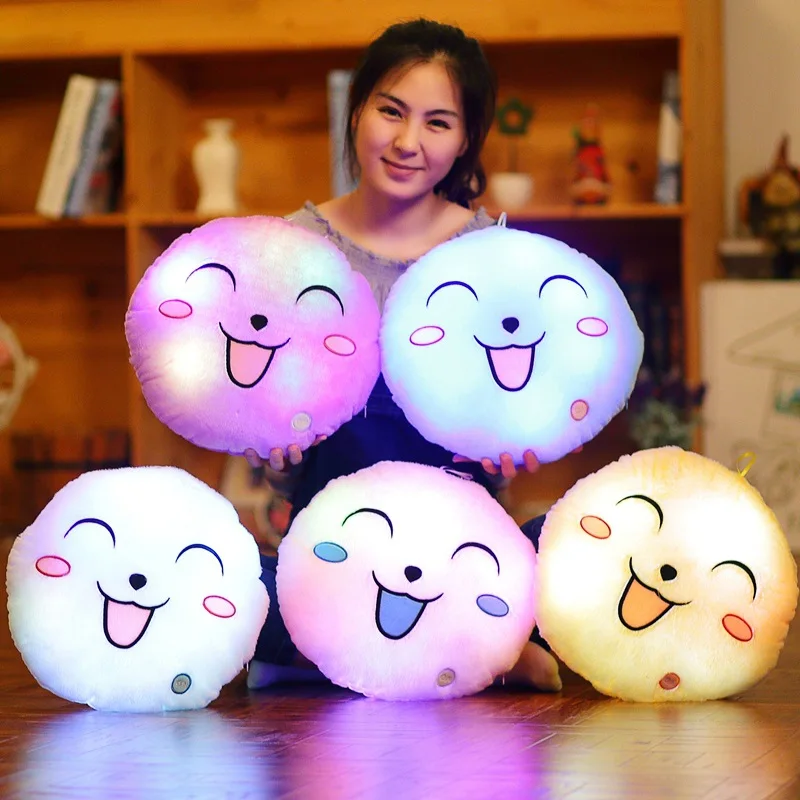 33CM Creative Glowing Smile Pillow Filled Animal Cushion Doll Shiny