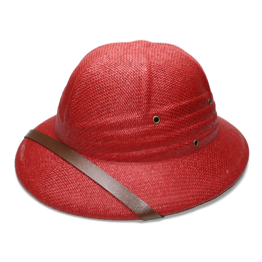 

LUCKYLIANJI Novelty Women's Men's Hard Straw Helmet Pith Sun Hats For Army Boater Bucket Hats Safari Jungle Miners Cap 56-59CM