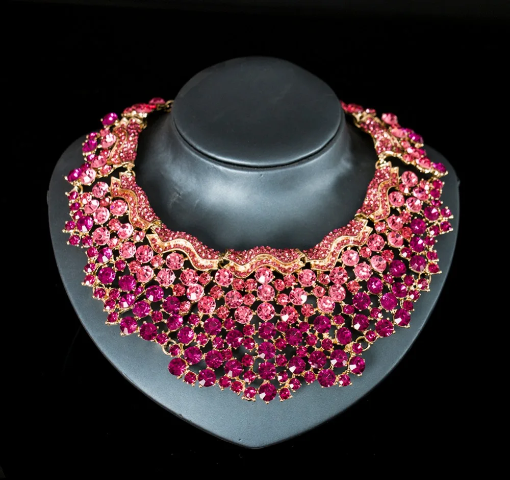 LAN дворцовый турецкий ювелирный набор, свадебное ожерелье и серьги, ожерелье с австрийским кристаллом, Африканский ювелирный набор