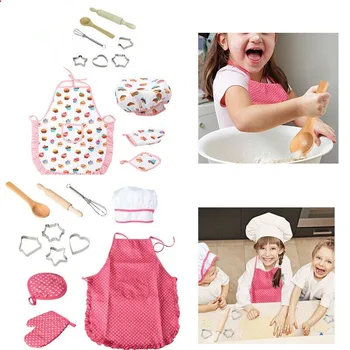 

11Pcs Chef Set Role Play Children Kitchen Cooking Baking Girls Toys Costume Cooker Play Kit Friends Game