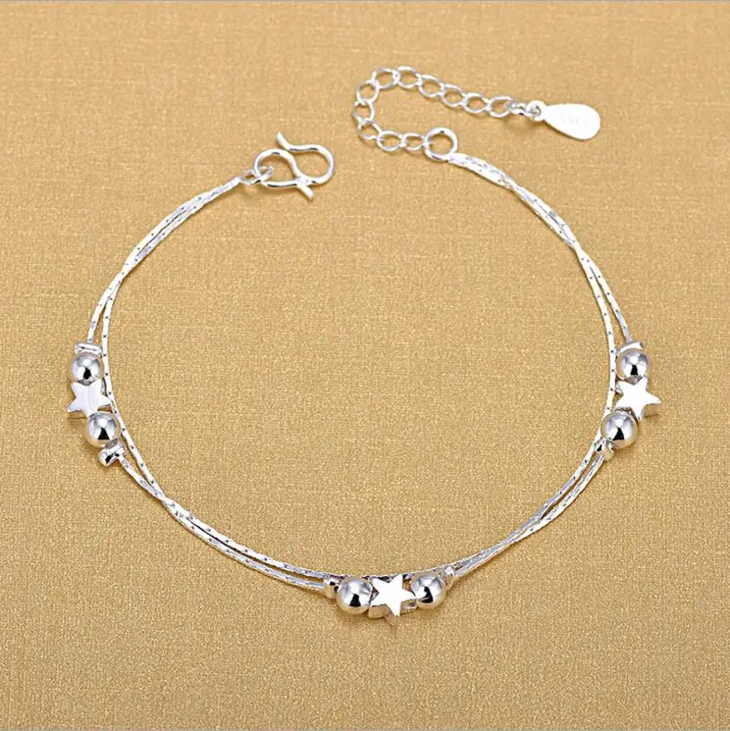 Everoyal Модные женские браслеты со звездами для Для женщин изделия шарма двухслойная цепочка серебро 925 браслеты для дня рождения для девочек